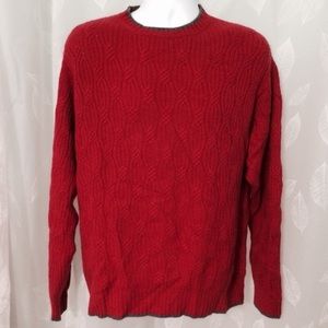 JOHNNIE WALKER Men's Sweater Cashmere Cable Knit Red Old Money Academia Medium